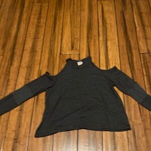 Cut-Out Shoulder Dark Grey Shirt